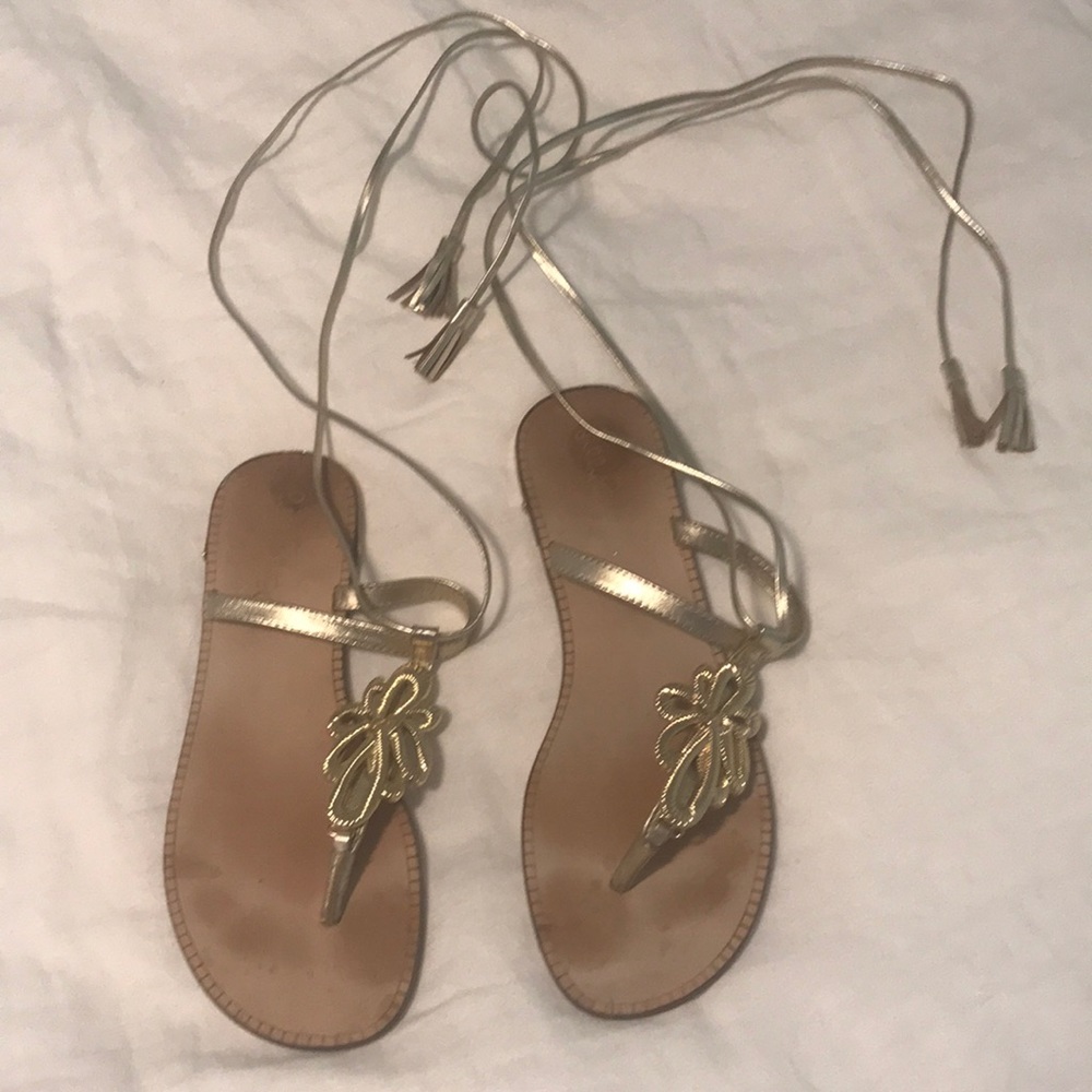 Lilly Pulitzer Pier gladiator gold sandals 7
